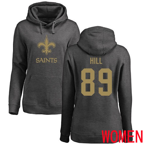 New Orleans Saints Ash Women Josh Hill One Color NFL Football 89 Pullover Hoodie Sweatshirts